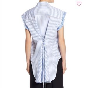 Tome | striped lace-up back shirt